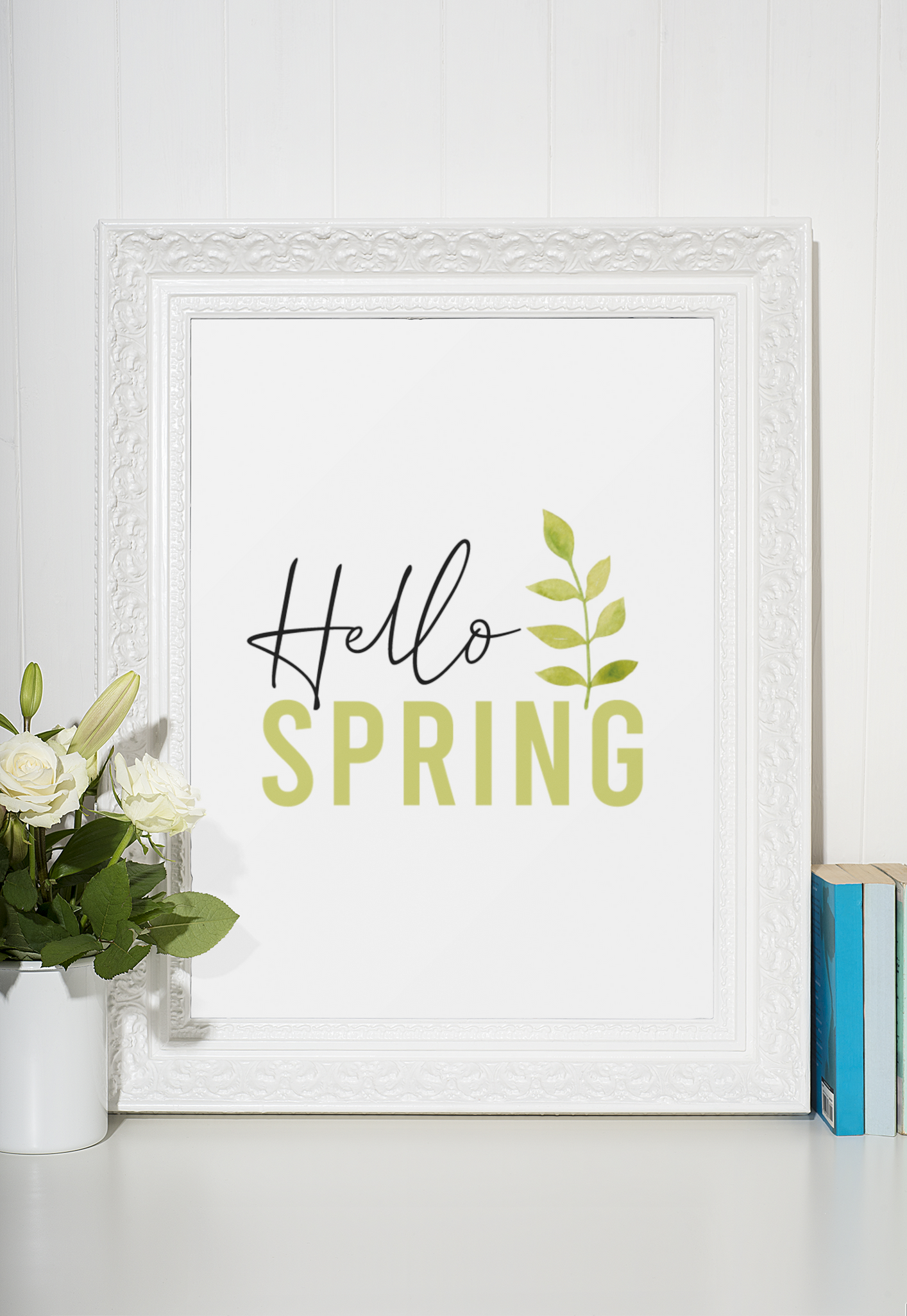 Hello Spring Green Foliage 2022 Spring Seasonal Wall Home Decor Print by WinsterCreations™ Official Store