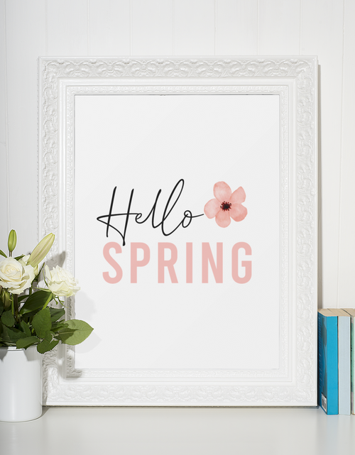 Load image into Gallery viewer, Hello Spring Pink Floral Flower 2022 Spring Seasonal Wall Home Decor Print by WinsterCreations™ Official Store
