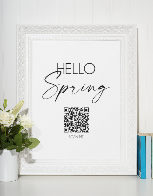 Load image into Gallery viewer, Hello Spring Simple Scan Me QR Code Wifi QR Scan Home Wall Decor Print by WinsterCreations™ Official Store

