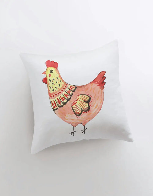 Load image into Gallery viewer, Hen | Peach Hen | Cover and Insert | Modern Farmhouse | Throw Pillow | Farm Decorating | Custom Pillows | Red Throw Pillows | Gift for her by UniikPillows
