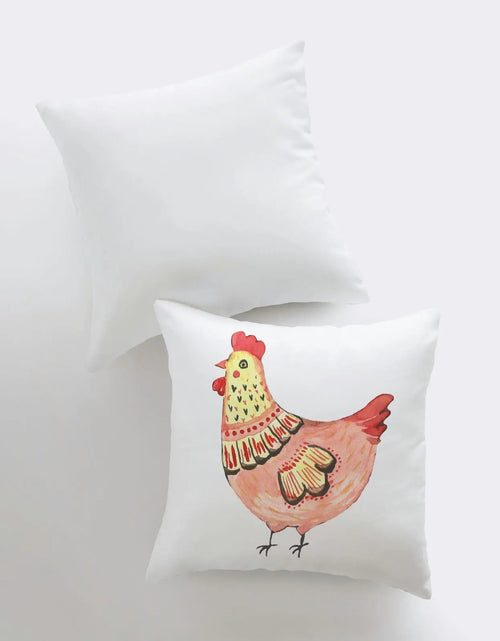 Load image into Gallery viewer, Hen | Peach Hen | Cover and Insert | Modern Farmhouse | Throw Pillow | Farm Decorating | Custom Pillows | Red Throw Pillows | Gift for her by UniikPillows
