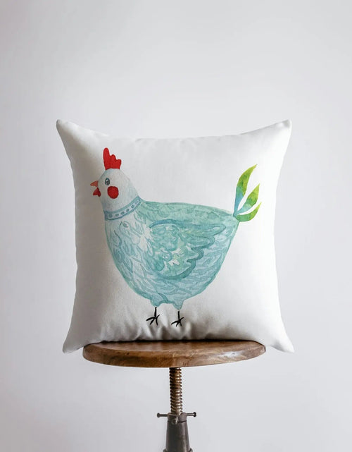 Load image into Gallery viewer, Hen | Turquoise | Modern Farmhouse | Throw Pillow | Farm Decorating | Turquoise Accent Pillows | Country Decor | Gift for her | Decor Pillow by UniikPillows
