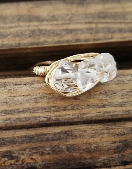 Load image into Gallery viewer, Herkimer Diamond Trio Wire Wrapped Ring by Salt and Sparkle
