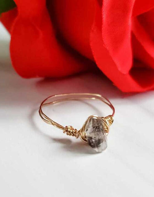 Load image into Gallery viewer, Herkimer Diamond Wire Wrapped Stacking Ring by Salt and Sparkle

