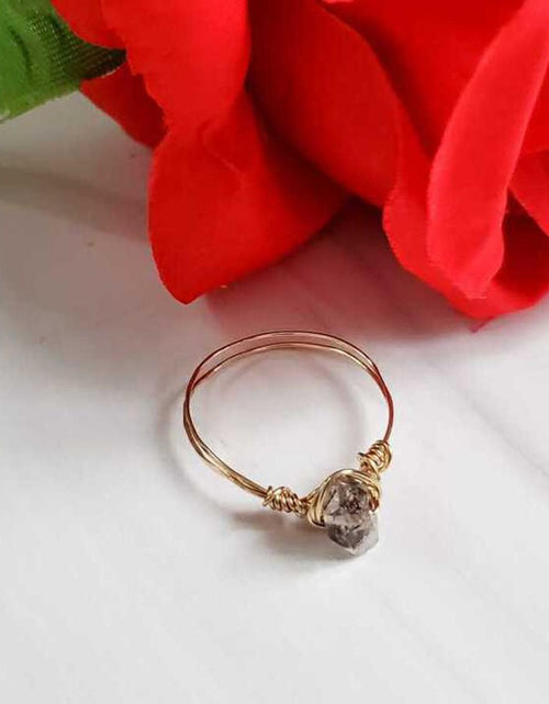 Load image into Gallery viewer, Herkimer Diamond Wire Wrapped Stacking Ring by Salt and Sparkle
