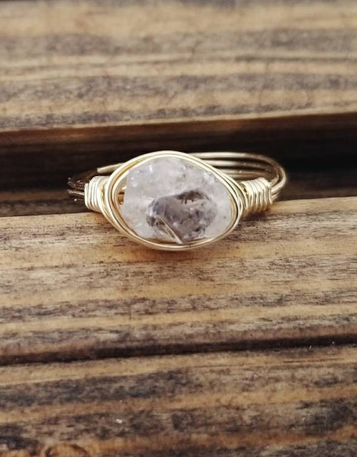 Load image into Gallery viewer, Herkimer Diamond Wire Wrapped Stacking Ring by Salt and Sparkle
