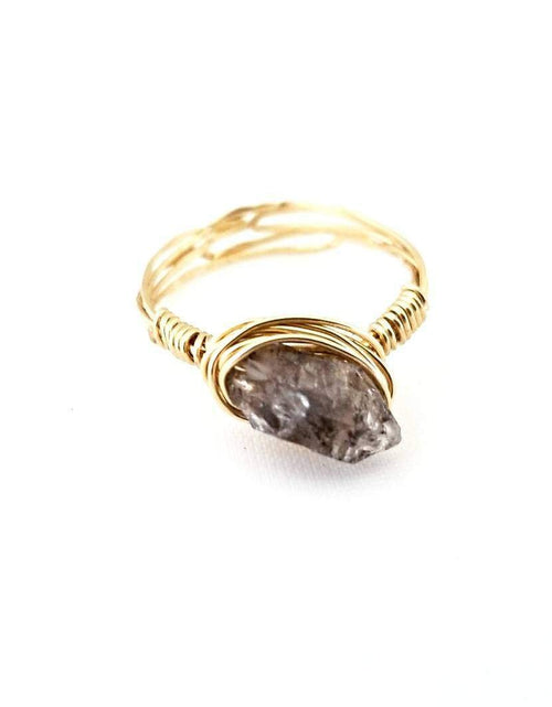 Load image into Gallery viewer, Herkimer Diamond Wire Wrapped Stacking Ring by Salt and Sparkle
