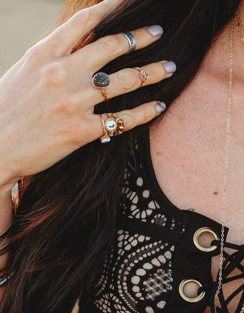 Load image into Gallery viewer, Herkimer Diamond Wire Wrapped Stacking Ring by Salt and Sparkle
