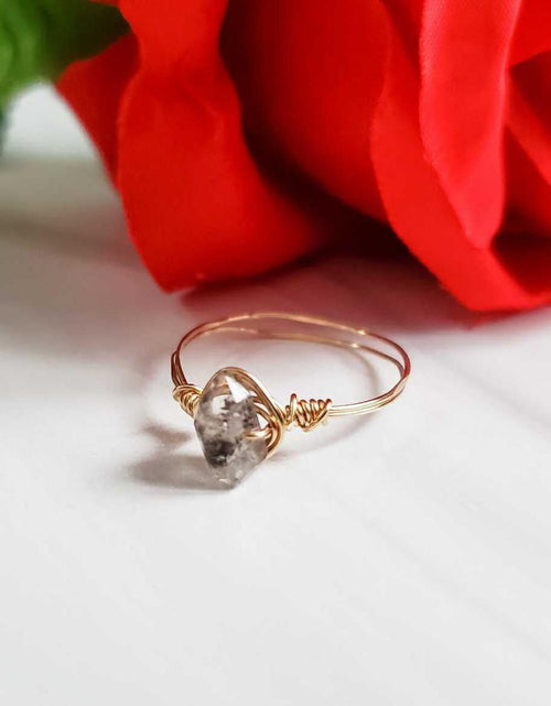 Load image into Gallery viewer, Herkimer Diamond Wire Wrapped Stacking Ring by Salt and Sparkle
