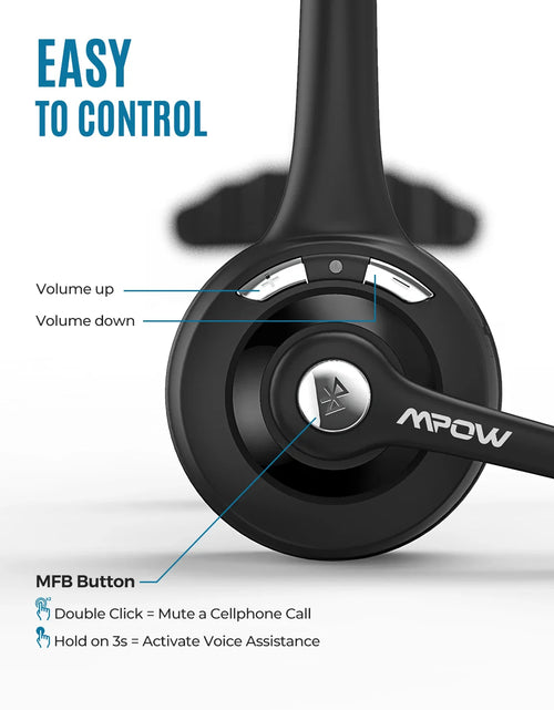 Load image into Gallery viewer, 1/2 pack Mpow Pro Office Wireless Bluetooth V5.0 headphone With Microphone 13H Talking Time For Driver Call Center Skype Office

