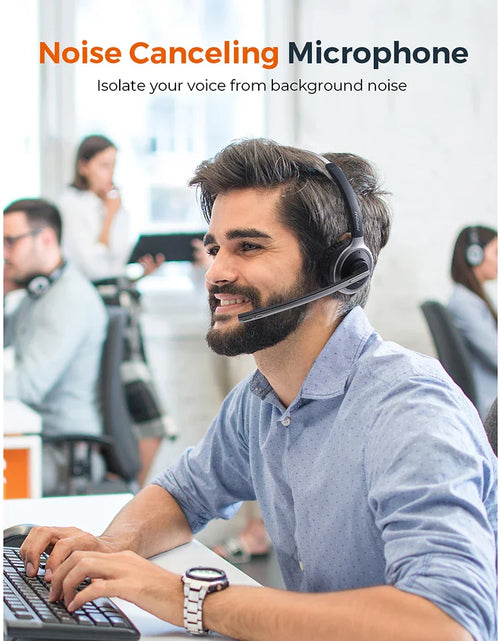 Load image into Gallery viewer, Mpow M5 Pro Bluetooth 5.0 Headphones with Mic Charging Base Wireless Headset for PC Laptop Call Center Office 18H Talking Time
