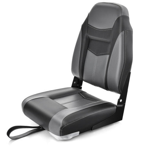 Load image into Gallery viewer, High Back Folding Boat Seats with Black Grey Sponge Cushion and Flexible Hinges-Black
