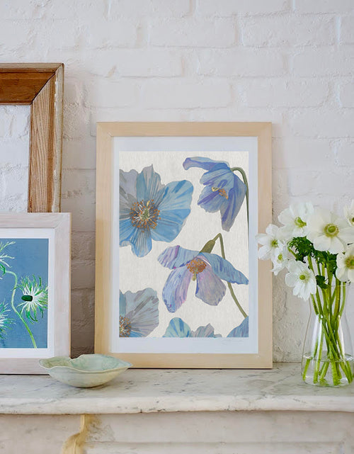 Load image into Gallery viewer, Art Print:  Himalayan Blue Poppies on Ecru by India &amp; Purry
