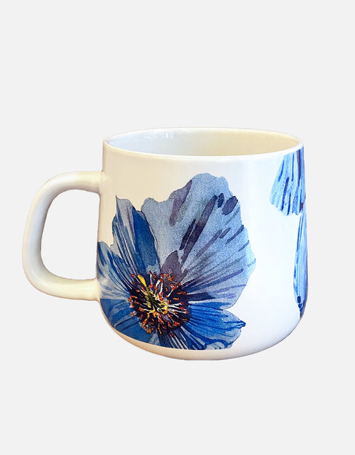 Load image into Gallery viewer, Porcelain Mug:  Himalayan Blue Poppies by India &amp; Purry
