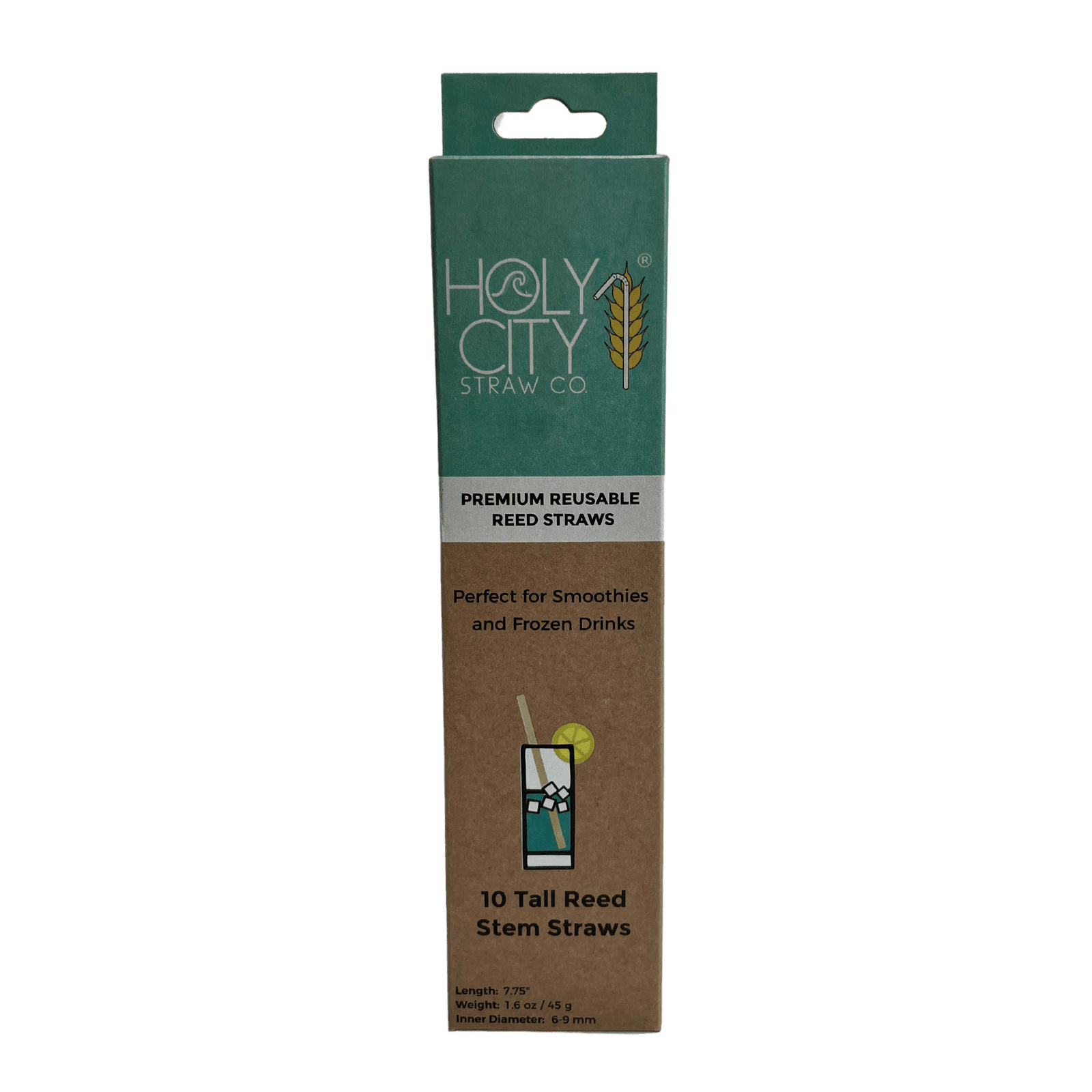 7.9" Jumbo Reed Stem Drinking Straws | Inner pack | 20 x 10ct. Boxes by Holy City Straw Company