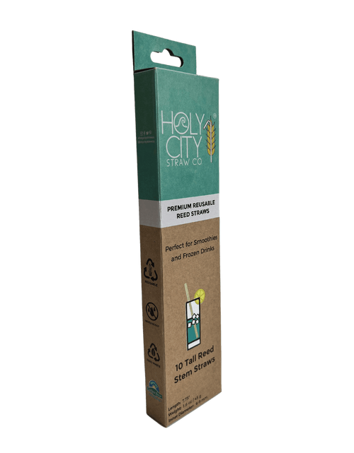 Load image into Gallery viewer, 7.9" Jumbo Reed Stem Drinking Straws | Inner pack | 20 x 10ct. Boxes by Holy City Straw Company

