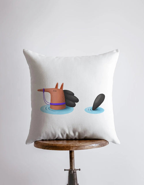 Load image into Gallery viewer, Horse Swimming Pillow | Throw Pillow | Horse Lover | Animal Lover Gift | Tiny House Decor | Cowgirl Pillow | Horse Pillow Pet by UniikPillows
