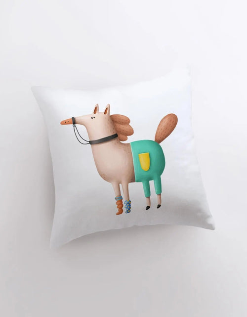 Load image into Gallery viewer, Horse wearing pants Pillow | Throw Pillow | Horse Lover | Animal Lover Gift | Tiny House Decor | Cowgirl Pillow | Horse Pillow Pet by UniikPillows
