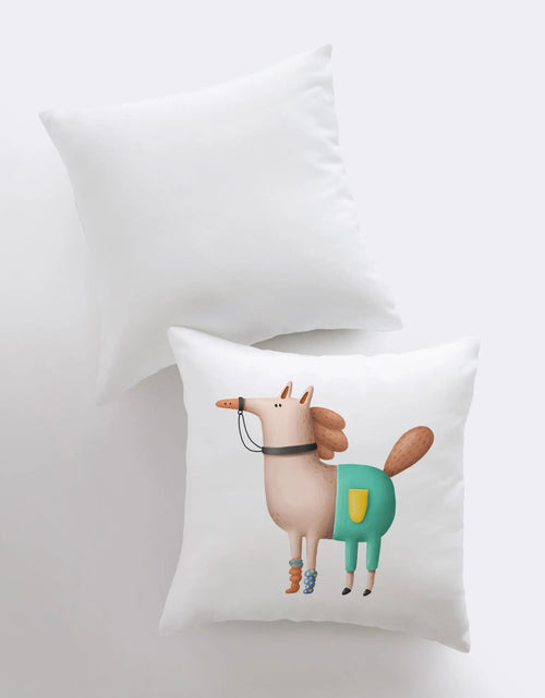 Load image into Gallery viewer, Horse wearing pants Pillow | Throw Pillow | Horse Lover | Animal Lover Gift | Tiny House Decor | Cowgirl Pillow | Horse Pillow Pet by UniikPillows
