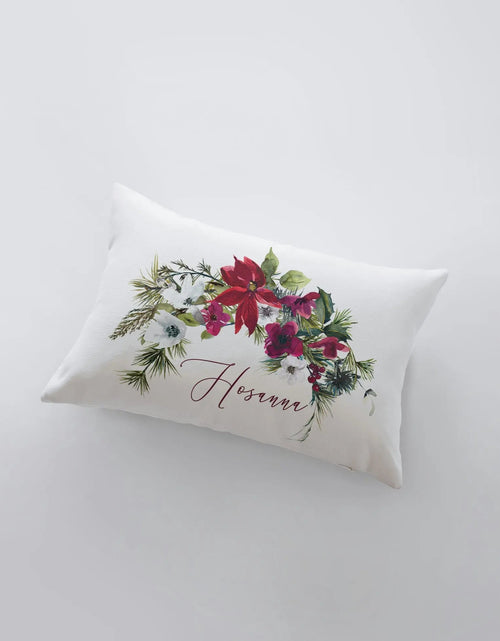 Load image into Gallery viewer, Hosanna Christmas Poinsettia Throw Pillow Cover | Christmas Pillowcase | 18x12 | Christmas tree | Christmas Gifts | Room Decor | Mom Gift by UniikPillows
