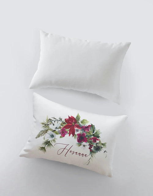 Load image into Gallery viewer, Hosanna Christmas Poinsettia Throw Pillow Cover | Christmas Pillowcase | 18x12 | Christmas tree | Christmas Gifts | Room Decor | Mom Gift by UniikPillows
