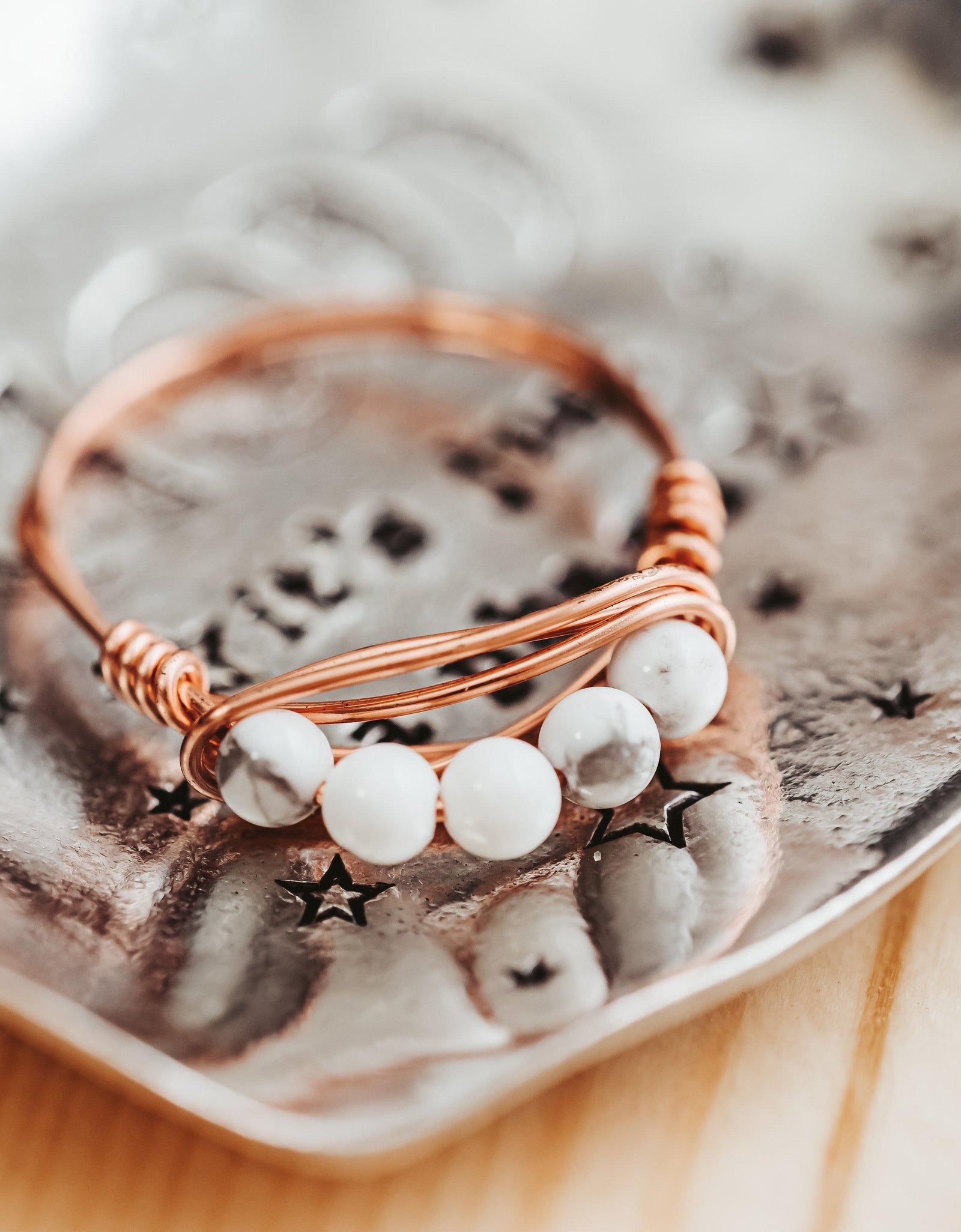 Howlite Beads Ring by Salt and Sparkle