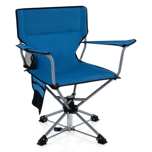 Load image into Gallery viewer, 360° Swivel Hunting Chair Portable Foldable Hunting Chair with Mesh Cup Holder and Storage Pockets-Blue
