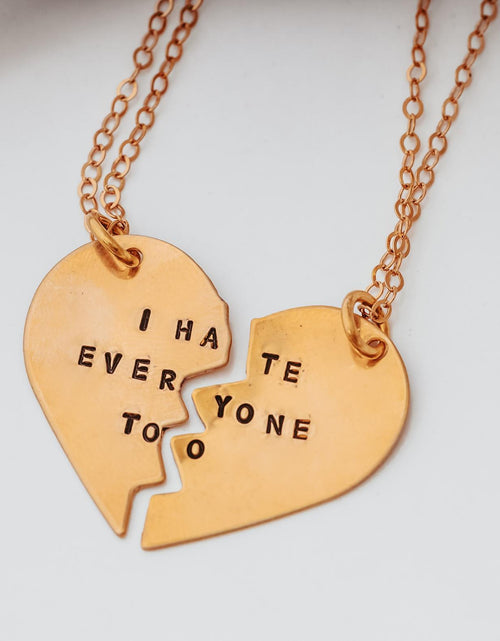 Load image into Gallery viewer, I HATE EVERYONE TOO Broken Heart Friendship Necklaces by Salt and Sparkle
