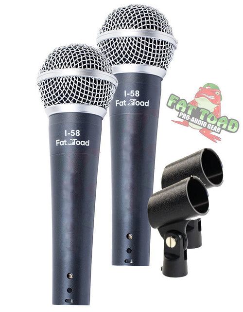 Load image into Gallery viewer, Dynamic Vocal Microphones with Clips (2 Pack) FAT TOAD - Cardioid Handheld, Unidirectional Mic - Singing Wired Microphone for Music Stage Instrument by GeekStands.com
