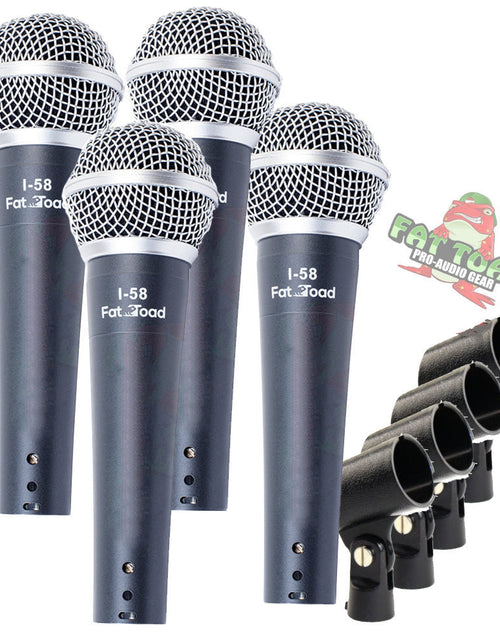 Load image into Gallery viewer, Cardioid Microphones with Clips (4 Pack) by FAT TOAD - Vocal Handheld, Wired Unidirectional Mic by GeekStands.com
