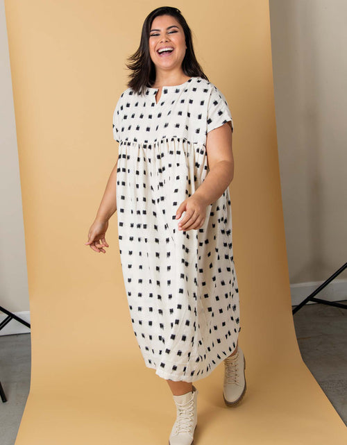 Load image into Gallery viewer, Meadow Dress - Ikat Squares by And For Good
