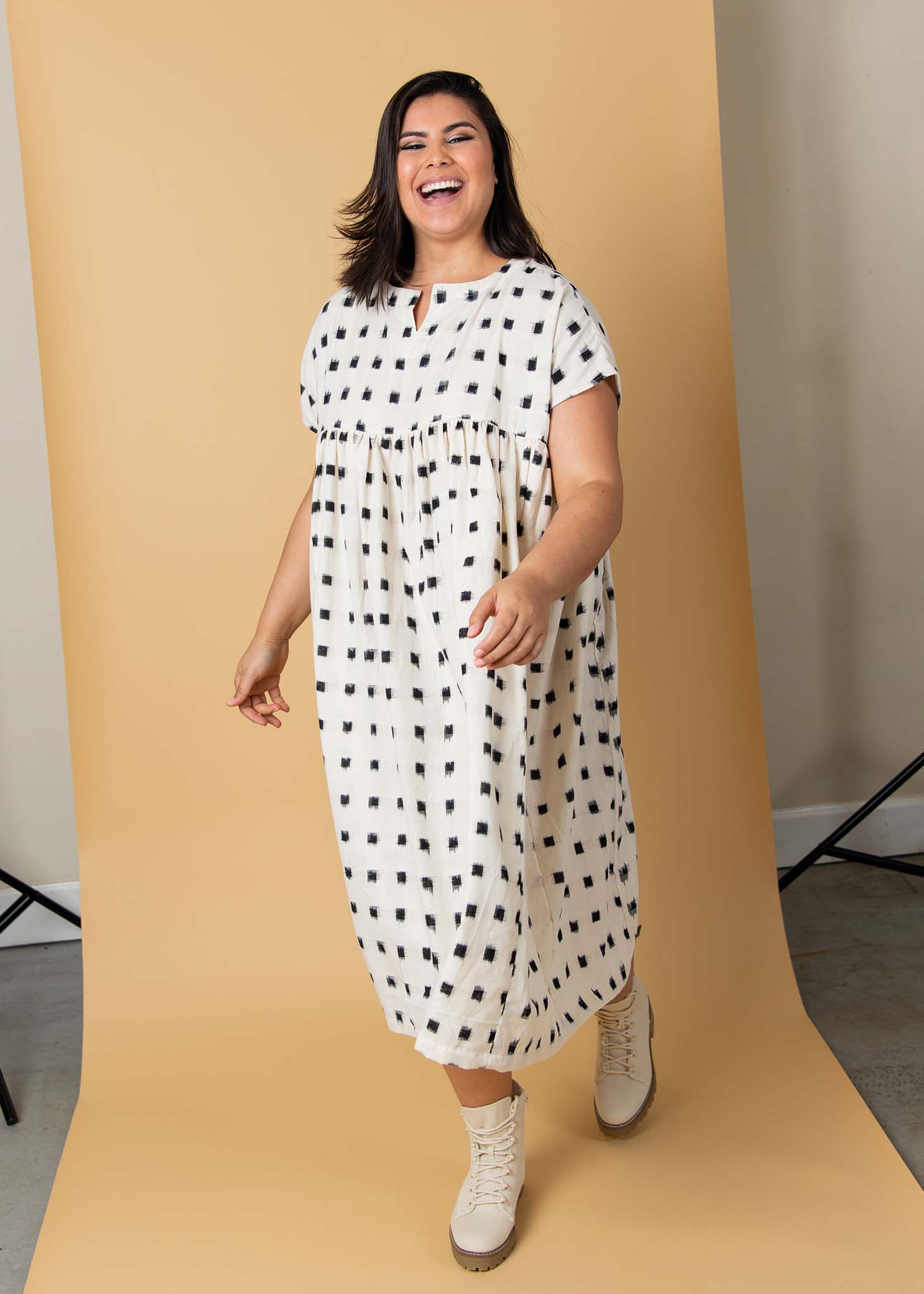 Meadow Dress - Ikat Squares by And For Good