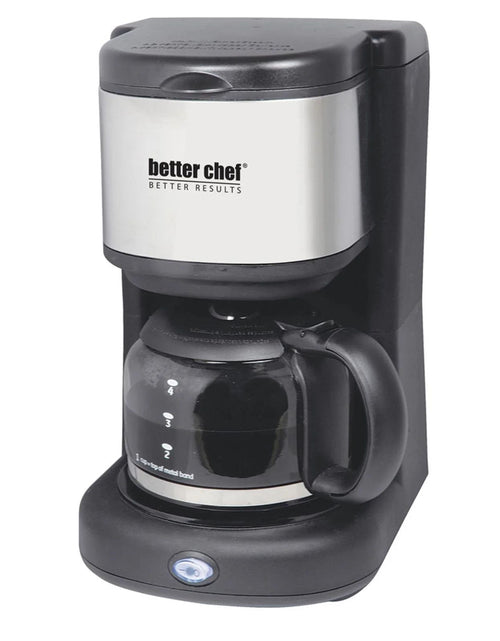 Load image into Gallery viewer, Better Chef 4-Cup Coffeemaker With Grab-A-Cup Feature/Stainless - Black - 4 cup
