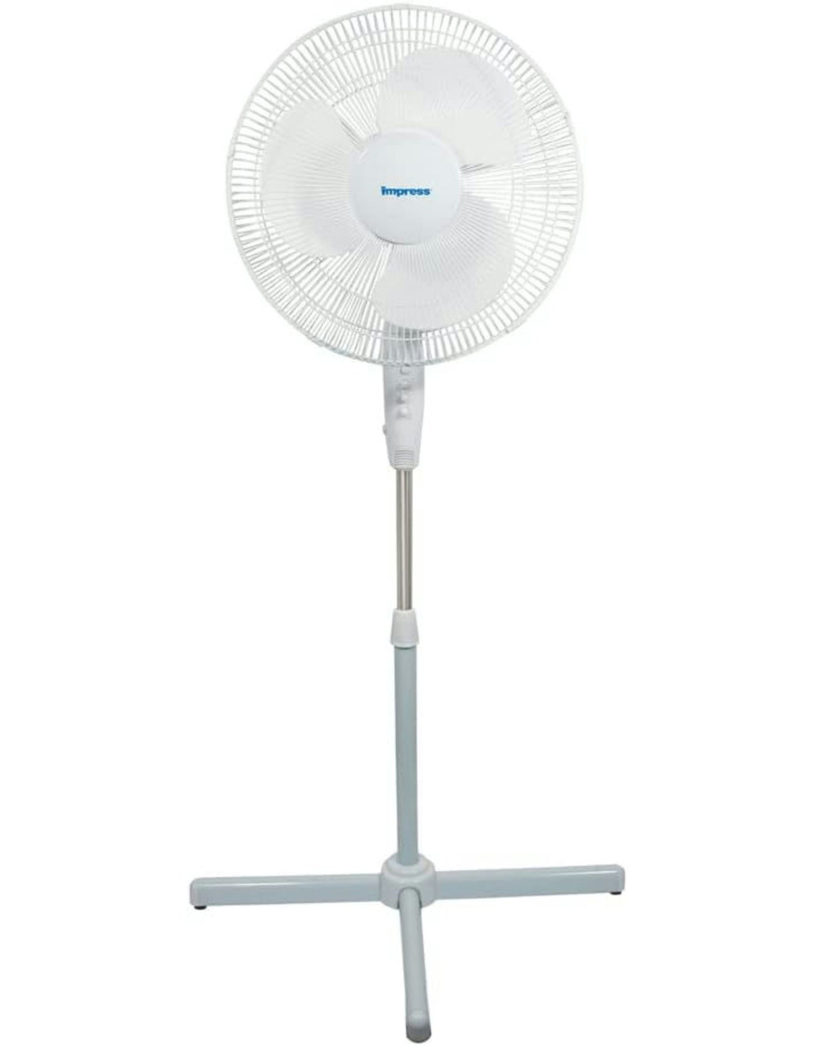 Impress 16-Inch 3-Speed Oscillating Stand Fan Easy No Tool Assembly - White - 16 inch