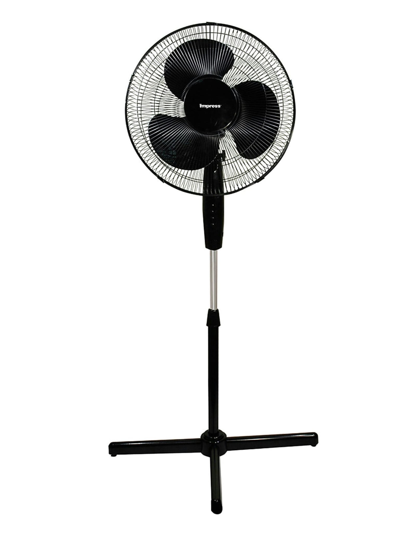 Impress 16-Inch 3-Speed Oscillating Stand Fan Easy No Tool Assembly - Black - 16 inch