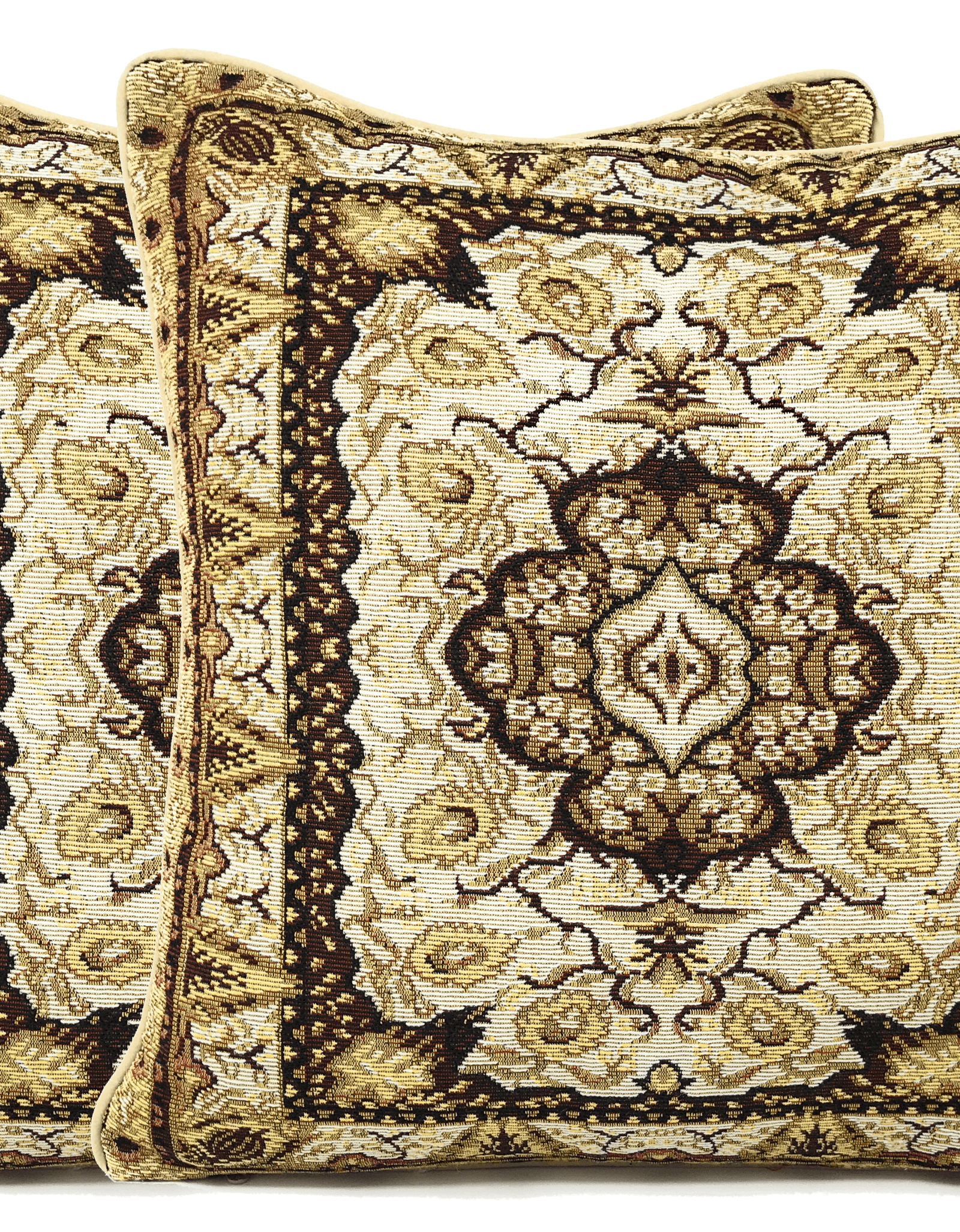DaDa Bedding Elegant Golden Persian Style Rug Floral Tapestry Throw Pillow Covers 16" x 16" by DaDa Bedding Collection