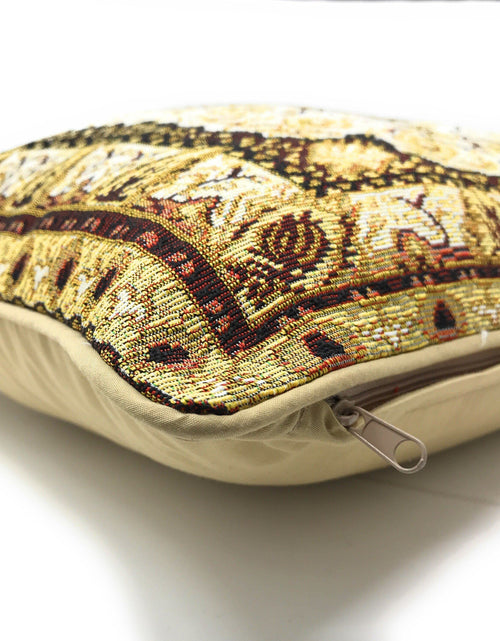 Load image into Gallery viewer, DaDa Bedding Elegant Golden Persian Style Rug Floral Tapestry Throw Pillow Covers 16" x 16" by DaDa Bedding Collection
