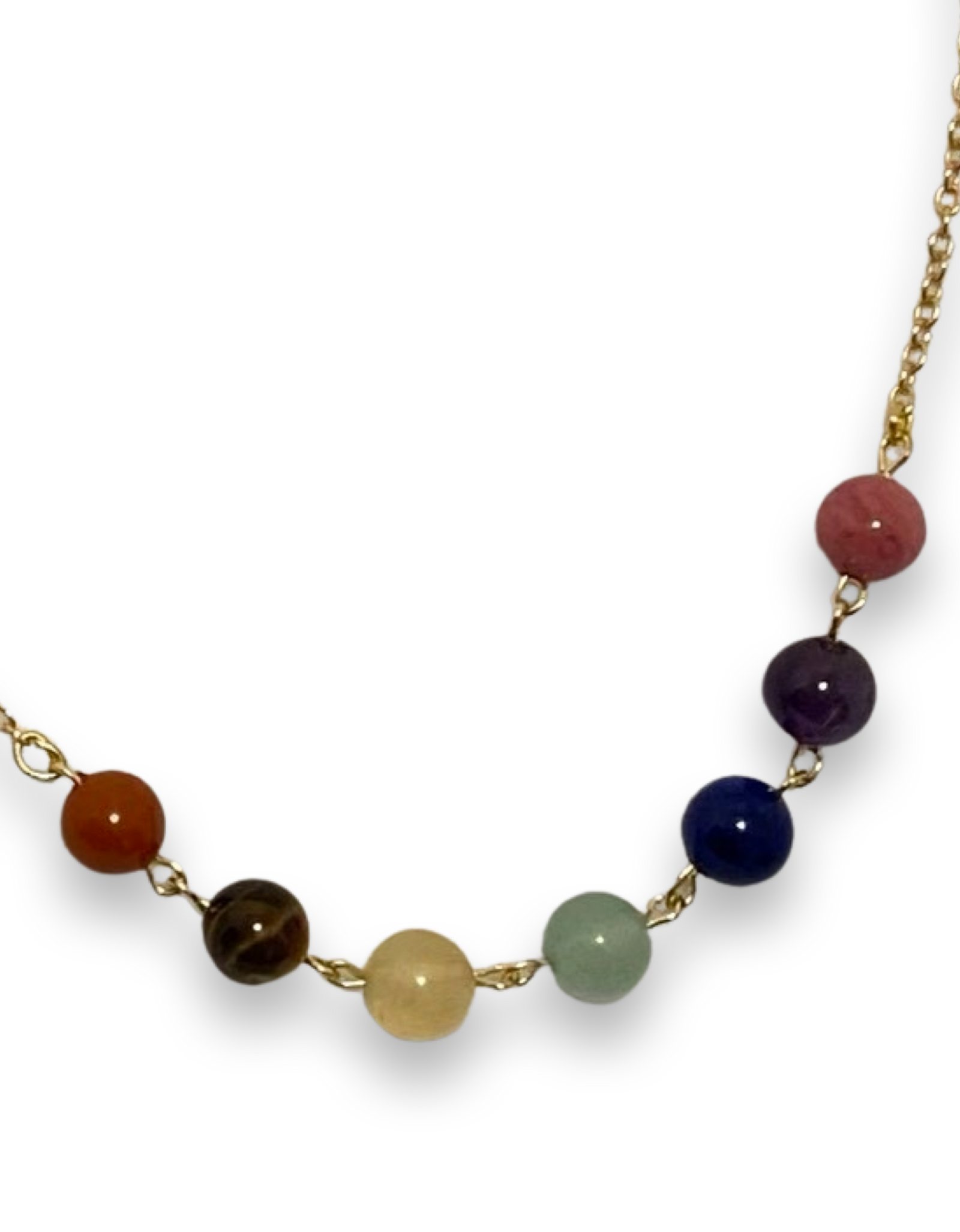 Chakra Balance Necklace with Natural Gemstones and Charm by The Urban Charm