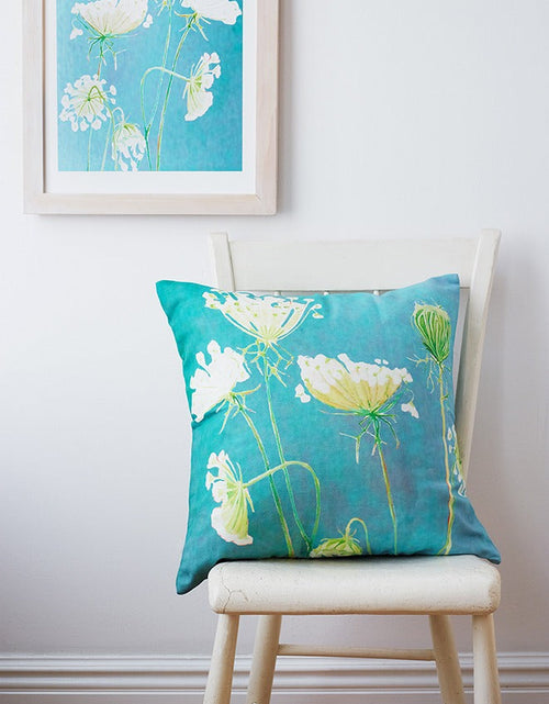 Load image into Gallery viewer, Art Print:  Queen Anne's Lace on Teal by India &amp; Purry
