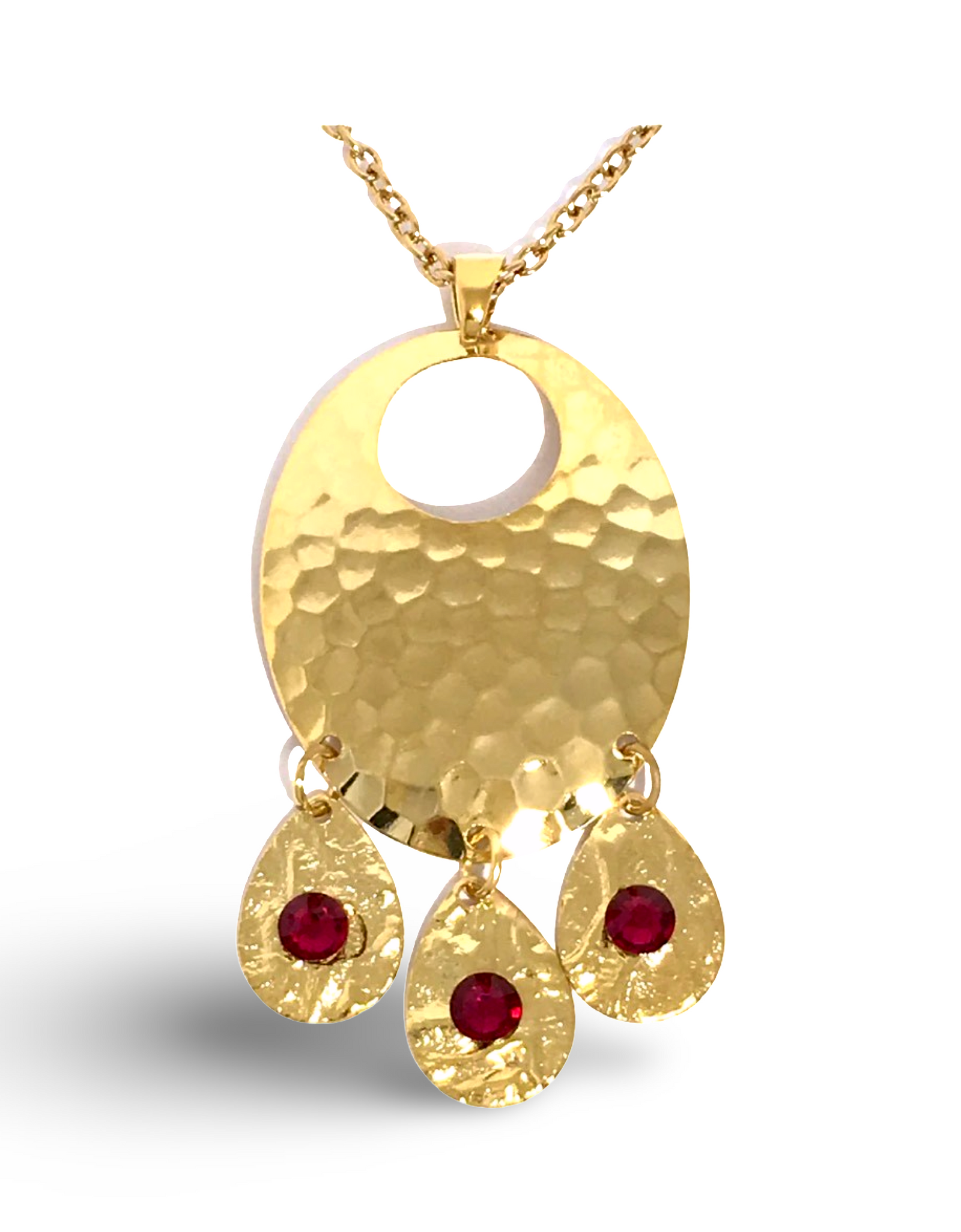 Hammered Ruby Chandelier Necklace by The Urban Charm