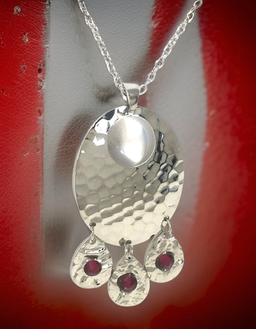 Load image into Gallery viewer, Hammered Ruby Chandelier Necklace by The Urban Charm
