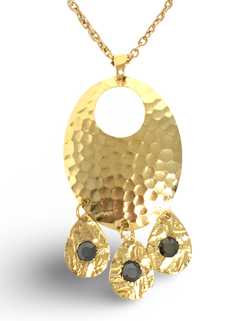 Load image into Gallery viewer, Hammered Jet Black Chandelier Necklace by The Urban Charm
