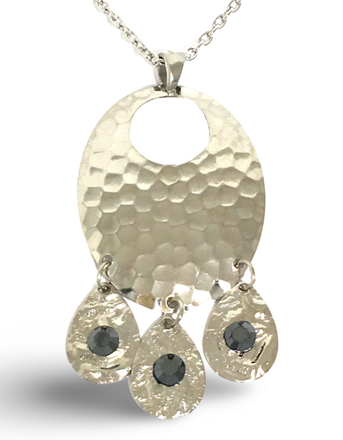 Load image into Gallery viewer, Hammered Jet Black Chandelier Necklace by The Urban Charm
