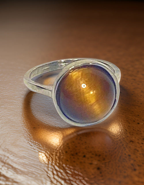 Load image into Gallery viewer, Tiger’s Eye Gemstone Round Ring by The Urban Charm
