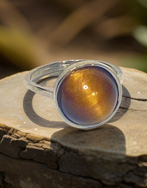 Load image into Gallery viewer, Tiger’s Eye Gemstone Round Ring by The Urban Charm
