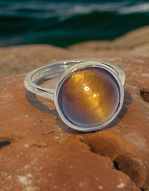 Load image into Gallery viewer, Tiger’s Eye Gemstone Round Ring by The Urban Charm

