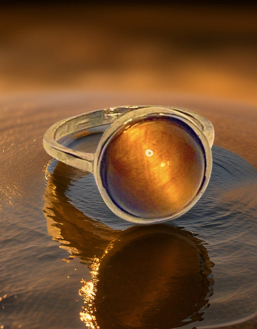 Load image into Gallery viewer, Tiger’s Eye Gemstone Round Ring by The Urban Charm

