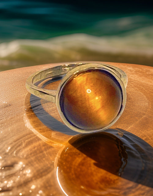 Load image into Gallery viewer, Tiger’s Eye Gemstone Round Ring by The Urban Charm

