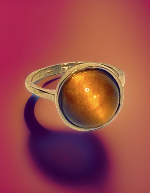 Load image into Gallery viewer, Tiger’s Eye Gemstone Round Ring by The Urban Charm
