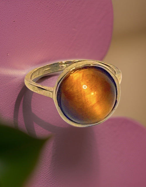 Load image into Gallery viewer, Tiger’s Eye Gemstone Round Ring by The Urban Charm
